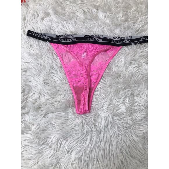 Fashion Nova Lace HOT PINK Thong Women's Size X-Large PLUS Sz NWOT - Picture 3 of 6